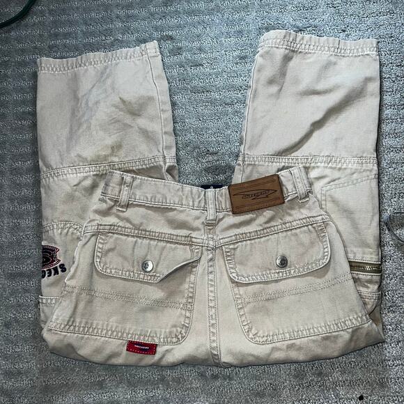 Vintage y2k Skechers khaki carpenter cargo skater baggy pants youth size 6 - Picture 10 of 10